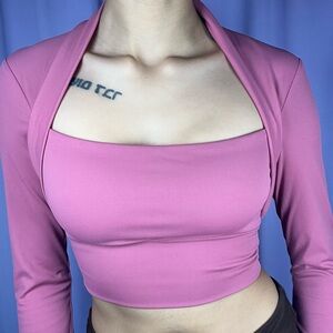 Rose Pink Long Sleeve Workout Compression Top Size XS Women's Activewear Gym